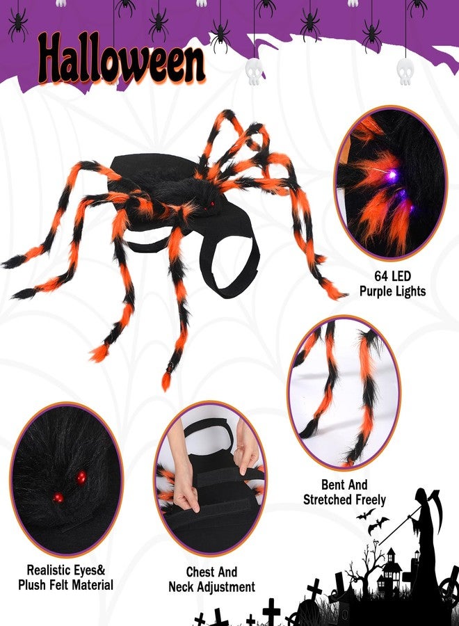 JaGely Halloween Costume for Dog, Dog Spider Costume with 64 LED Purple Lights, Light up Furry Costumes for Medium Large Dogs Funny Cosplay Costume Halloween Party - Image 5